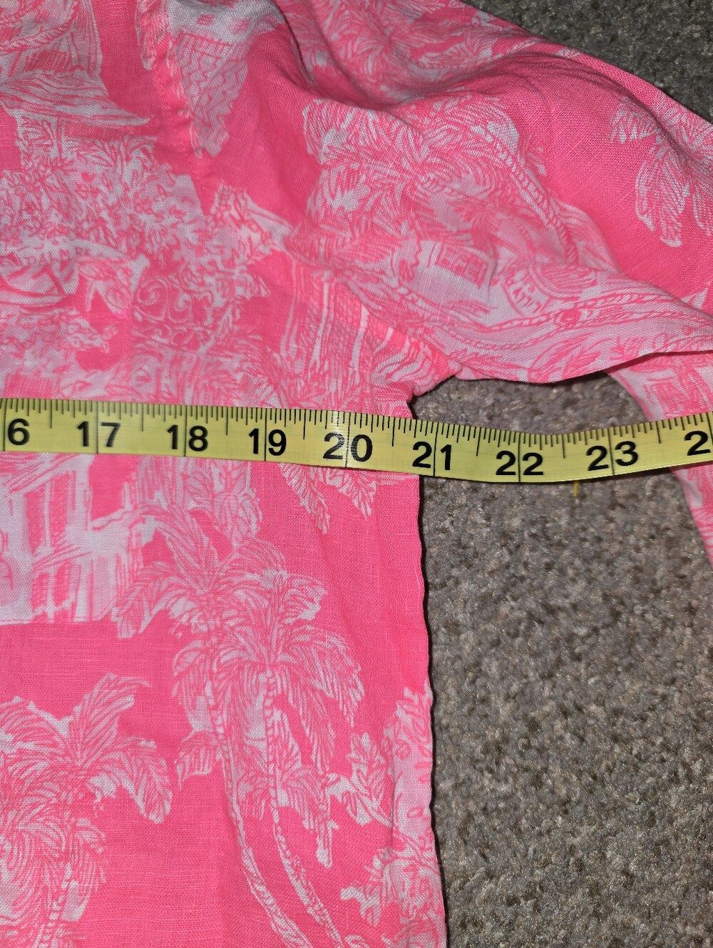 Lilly Pulitzer Destination Palm Beach 100% Linen Hot Pink Button Down Shirt M - Picture 8 of 9